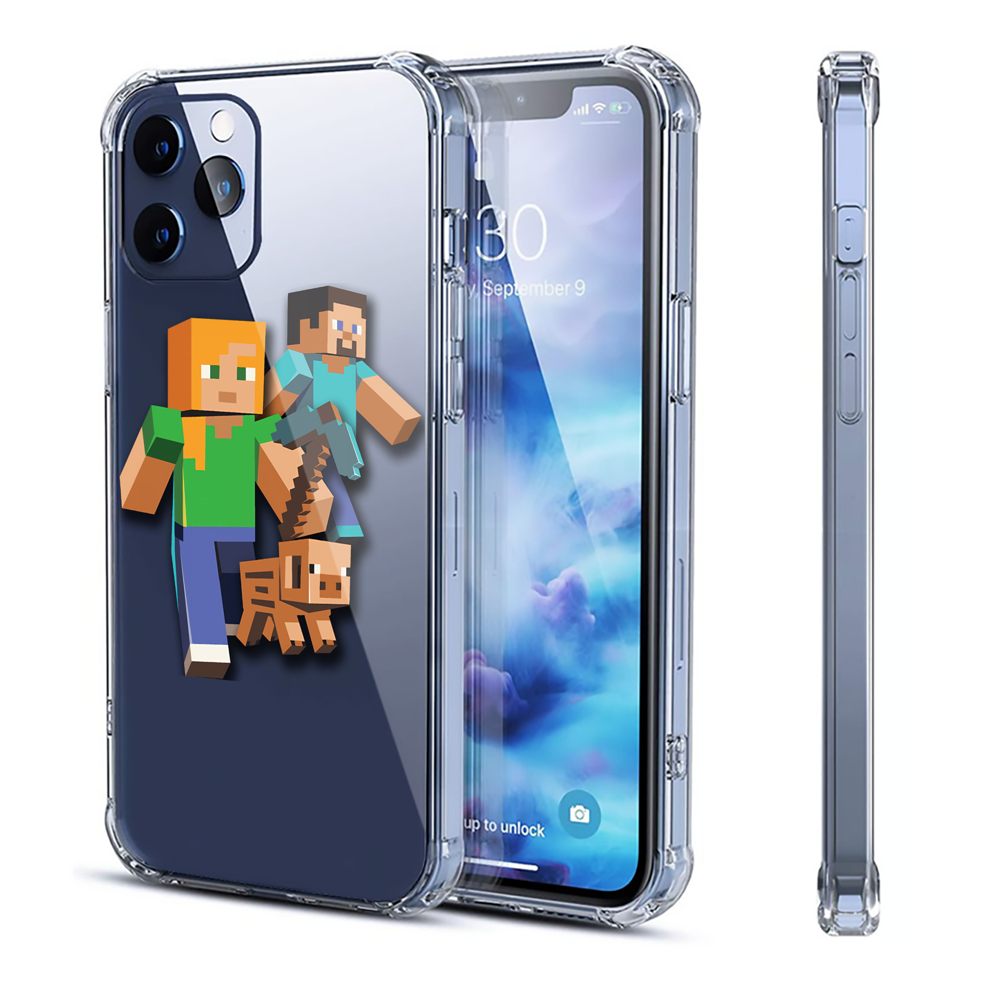 （画像用） マインクラフト ブロックの世界 Minecraft MC Block world 【iPhone 12シリーズ対応】透明スマホケース（クリアソフトケース）